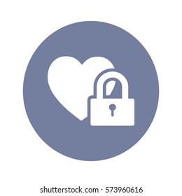 Heart on the lock. icon