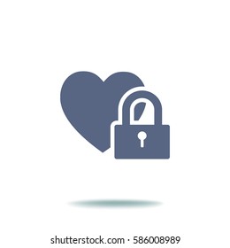 Heart on the lock. icon