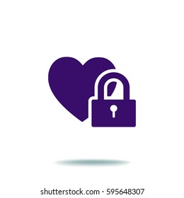 Heart on the lock. icon