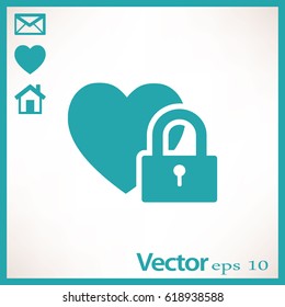 Heart on the lock. icon