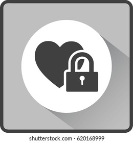 Heart on the lock. icon