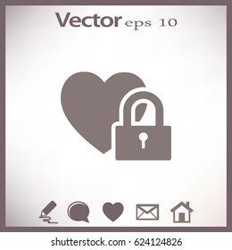 Heart on the lock. icon