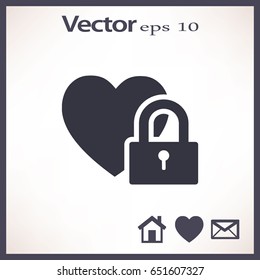 Heart on the lock. icon