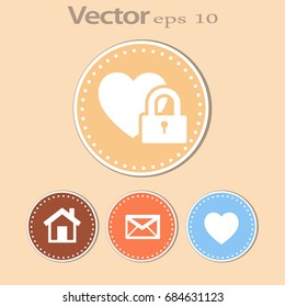 Heart on the lock. icon