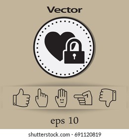 Heart on the lock. icon