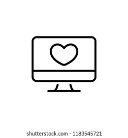 Heart on monitor icon. Online dating symbol modern, simple, vector, icon for website design, mobile app, ui. Vector Illustration