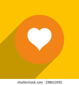 heart on an orange background with shadow, vector, EPS 10