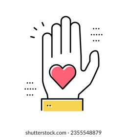 heart on palm color icon vector. heart on palm sign. isolated symbol illustration