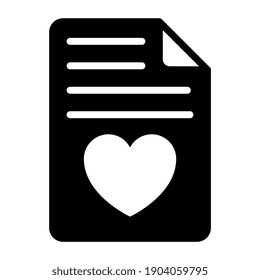 Heart on paper inside envelope, love letter icon