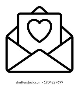 Heart on paper inside envelope, love letter icon