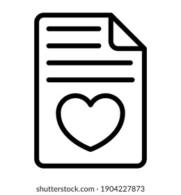 Heart on paper inside envelope, love letter icon