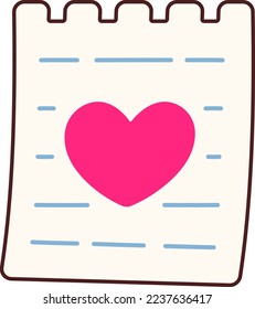 Heart on paper note Icon Elements Flat sticker black Style