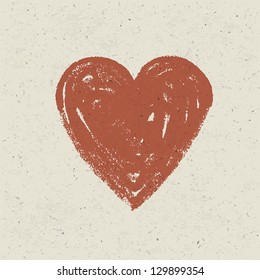 Heart on paper texture. Vector, EPS10