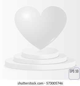 Heart on a pedestal. Modern greeting card. Give Love. Vector