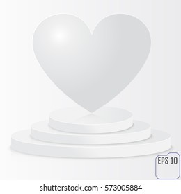 Heart on a pedestal. Modern greeting card. Give Love. Vector