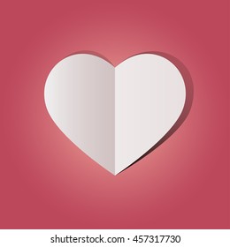 Heart on Pink background in Paper cut or Paper art concept