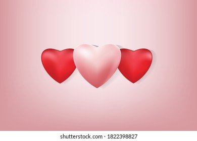 Heart on pink background. Vector symbols of love for Happy Women's, Mother's, Valentine's Day, birthday greeting card design. Vector illustration.