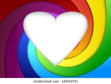 Heart on a rainbow - valentine background. Vector illustration