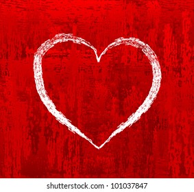 Heart on red abstract background