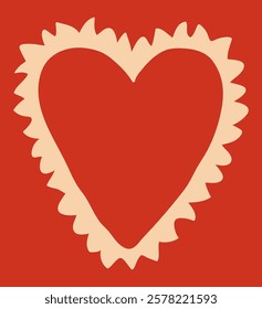 Heart on a red background. Valentine's Day. Vector illustration. Hheart shaped frame.