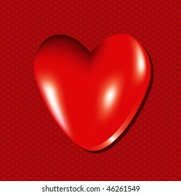 Heart On A Red Decorative Background