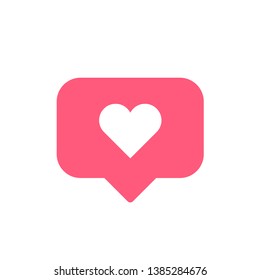 Heart on a red messenger cloud. Like, Love of Favorite network icon.