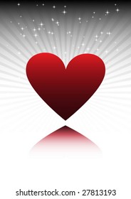 Heart on reflective surface