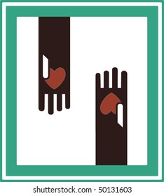 Heart on a rubber glove
