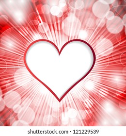 Heart on shined background. Vector illustration