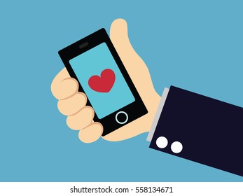 heart on smart phone concept.vector illustration.
