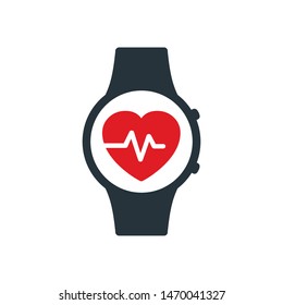 Heart on the smart watch screen – stock vector