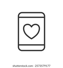 Heart on smartphone line icon. Vector illustration