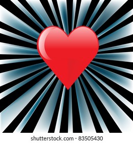 Heart on the striped background