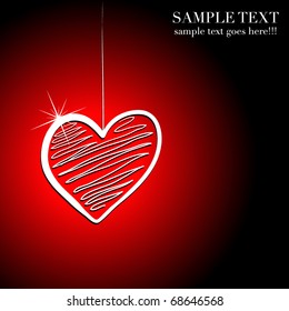 heart on thread, valentine's day or wedding card decoration concept