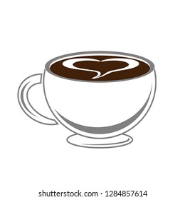 Heart on Valentine's Day.  Coffee cup logo. Vector template icon.