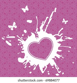 heart on violet background which consist of flowers. Vector illustration