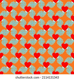 Heart on wavy line abstract seamless pattern. Fashion graphic design. Modern stylish texture. Color template for prints, textiles, wrapping, wallpaper, banner, business, etc. illustration