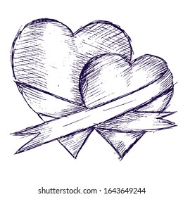 heart on white background, doodle