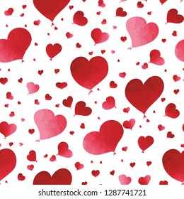 Heart on a white background. Endless pattern. Watercolor