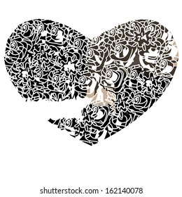 Heart on a white background in gothic style, vector illustration.