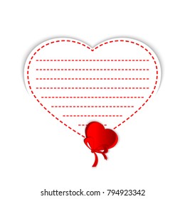 Heart on white background with place for inscription. Template greeting card for congratulations on Valentine's Day. Vector illustration.