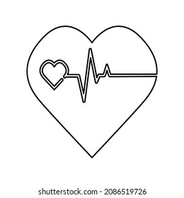 corazón en fondo blanco con pulso, ilustración vectorial