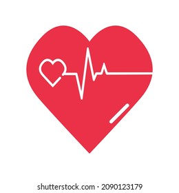 heart on a white background with pulse, vector illustration