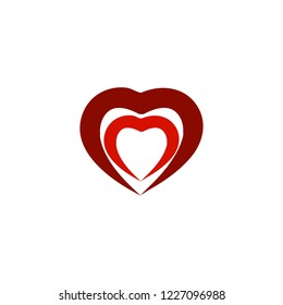 Heart in heart on white background sign. Symbol linked, join, love, passion and wedding. Template for t shirt, apparel, card, poster, valentine day. Design element. Vector illustration