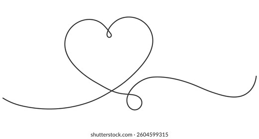 Heart on a white background. Valentine's Day. One line drawing. Vector illustration