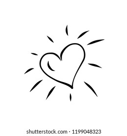 Heart on white background, vector illustration, sketch, drawing hands, valentine's day, love.