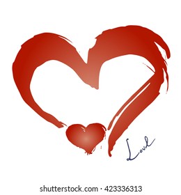 Heart on white background. Vector logo template. Text love
