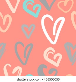 heart on white background. Vector illustration. Seamless pattern