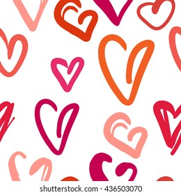 heart on white background. Vector illustration. Seamless pattern