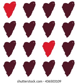 heart on white background. Vector illustration. Seamless pattern